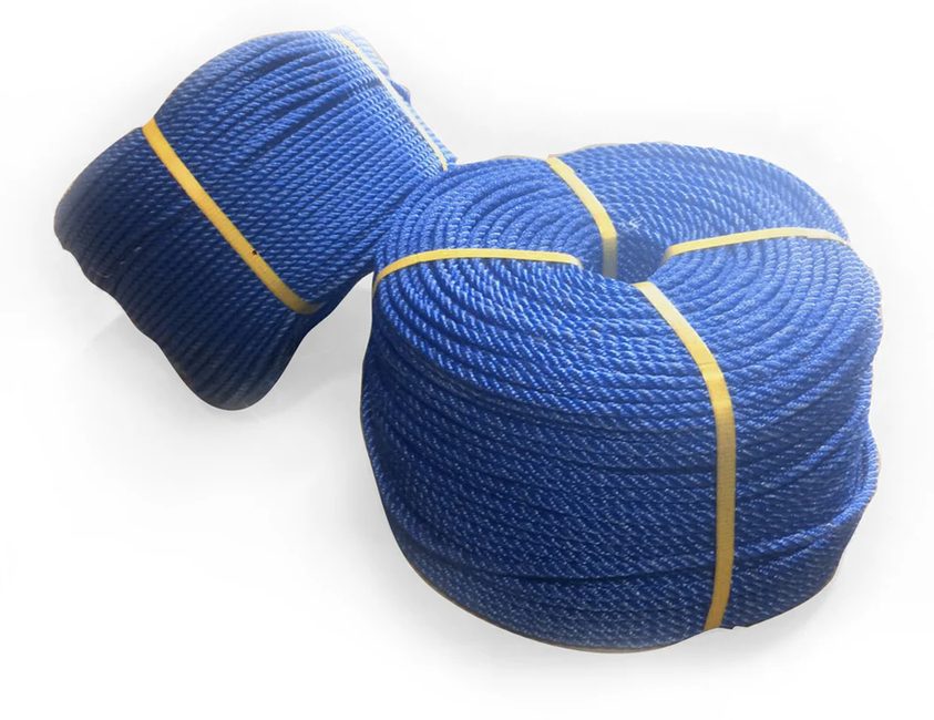 Blue commercial rope coils