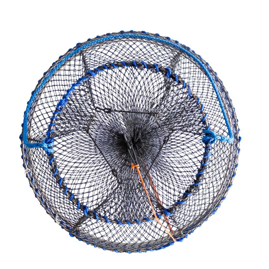 Overtop view of a 39 inch commercial prawn trap