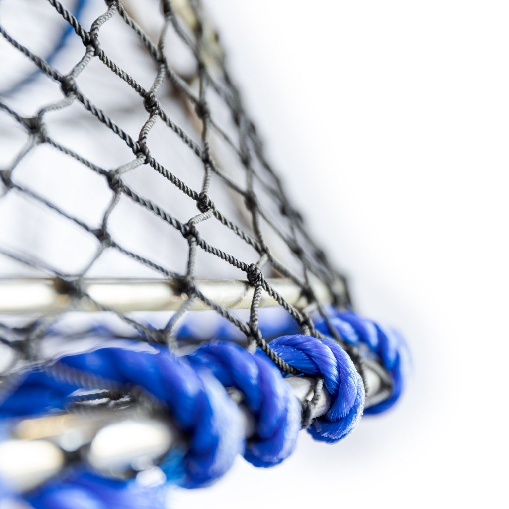 Close-up of double bottom ring feature on commercial prawn trap