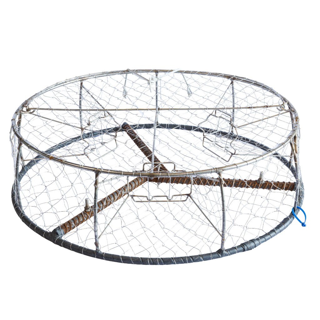 3-tunnel commercial crab trap side view
